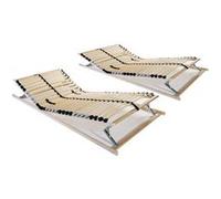 vidaXL Sommiers à lattes sans matelas 2 pcs 28 lattes 80x200 cm Brun G