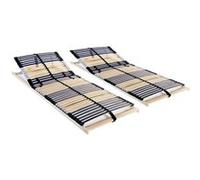 vidaXL Sommiers à lattes sans matelas 2 pcs – 42 lattes – 80x200 cm – Multicolore