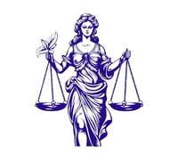 sommité juridique, dame de la justice, égalité, essence, icône de la dame de la justice Stickers lettrage 65.6x80.8cm Fourni avec un kit de film de transfert Bleu foncé