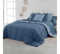 SOMNI HOME Couette 90x190 Bicolore Tempérée Couette Réversible Toucher Plume Duvet Microfiber Éderedon Chaude Légere Qualité 400 g Marine - Bleu Ciel 180 x 260 cm
