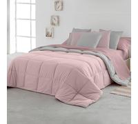 SOMNI HOME Couette d'été pour lit de 180 cm bicolore au toucher plume. Couvre-lit d'été, réversible, chaud, doux, léger. Printemps-automne 200 g. Couleur : rose - gris 270 x 260 cm