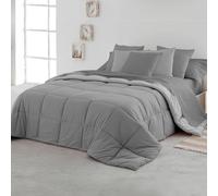 SOMNI HOME Couette réversible bicolore automne, lit 150/160 cm, en microfibre, toucher plume, chaud, confortable, léger, pour lit double. Printemps-été 200 g. Perle - Gris 250 x 260 cm