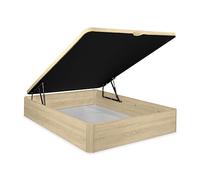 Somnia Descanso Canapé inclinable Super renforcé Grande capacité avec Couvercle Respirant, Coins arrondis, Bois, Beige (Cambria), 90 x 200