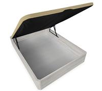 Somnia Descanso Canapé Rabattable Extra renforcé Grande capacité avec Couvercle Respirant, Coins arrondis, Bois, Polaire, 150 x 200