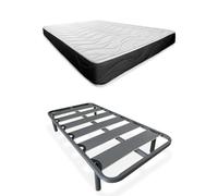 Somnia Descanso Lit Complet avec Matelas Bombay réversible + sommier à Lattes renforcé, Acier allié, Gris, 90 x 190 cm