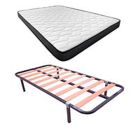 Somnia Descanso - Lit Complet avec Matelas Versailles (Visage Hiver/été) + sommier Basic + 4 Pieds, 90 x 190
