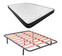 Somnia Descanso - Lit Complet avec Matelas Versailles (Visage Hiver/été) + sommier Basic + 6 Pieds, 135 x 190