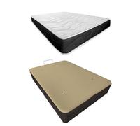 Somnia Descanso Pack Matelas viscoélastique Bombay + Oreiller/s + sommier Rabattable Grande capacité, Bois, Wengé, 90 x 190 cm