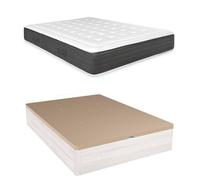 Somnia Descanso Pack Matelas viscoélastique Creta + sommier en Bois Rabattable Grande capacité, Polyuréthane, Gris (Gris Polar), 105 x 190