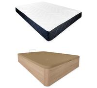 Somnia Descanso Pack Matelas viscoélastique Juno réversible + sommier en Bois Rabattable Grande capacité Couleur Cambria 150 x 190 cm