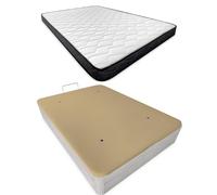 Somnia Descanso Pack Matelas viscoélastique Versailles réversible + sommier en Bois Rabattable renforcé avec Grande capacité, Mousse, Polaire, 135 x 180