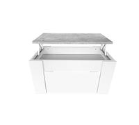 Somnia - Table Basse Surélevée, Table de Salon ou de Salle à Manger, Finition Blanche avec Plateau Gris, Dimensions : 90 cm (Largeur) x 50 cm (Profondeur) x 46-57 cm (Hauteur)