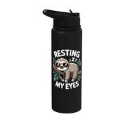 Somnolent Resting My Eyes Yeux Qui Dorment Sloth Stainless Steel Insulated Water Bottle