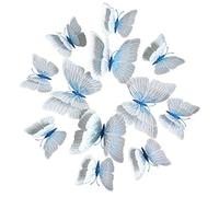Somotersea Lot de 24 stickers muraux lumineux en forme de papillon 3D amovibles pour chambre d'enfant Motif papillons Bleu et blanc