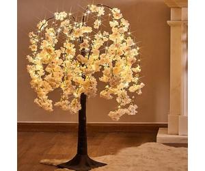 Somsiwey Arbre de Cerisier en Fleurs de 4 Pieds, Arbre Artificiel éclairé pour la décoration de la Maison, 8 Modes d'éclairage, Arbre Rose avec Fleur Artificielle pour fête de Mariage, Noël