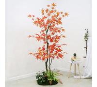 Somsiwey Érable Japonais Artificiel avec Paysage inférieur, Accents d'automne réalistes, Arbre Artificiel pour Une Utilisation intérieure et extérieure, Plantes sans Entretien pour la décoration(6FT)