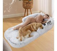 Somsiwey Lit Pliable pour Chien, lit orthopédique pour Chien de Taille Humaine adapté aux Personnes et aux Animaux domestiques, lit Lavable en Peluche pour Chien pour Adultes Humains(Light Gray)