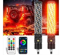 Somsiwey Lot de 2 lumières LED en Spirale de 0,3 m pour côte à côte, Application et télécommande, adaptées pour UTV ATV Camion Polaris Buggy RZR Can-Am