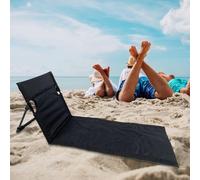 Somsiwey Tapis de Plage, Chaise Longue, siège de Sol Pliable Portable avec Dossier, Chaise de Camping légère, Chaise Longue paresseuse pour Jardin, Parc, pelouse, Pique-Nique(Black)