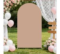 SOMUAUY Housse d'arche marron clair pour arche de 2 m, housse de fond arquée en élasthanne pour mariage, panneaux muraux, fête prénatale, ballons