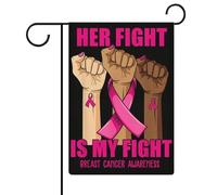 Son combat est mon combat Mois de sensibilisation au cancer du sein Drapeaux de jardin Drapeau double face Drapeaux de vacances pour décoration extérieure 12,6 x 18,5 pouces