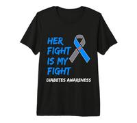 Son Combat est Mon Combat Sensibilisation au diabète de Type 1 DT1 T-Shirt Haut de Gamme