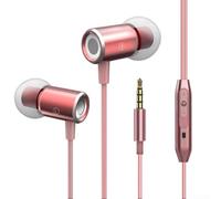Son d'écouteurs, immersion dans les basses 9D HIFI pour alimentation directe, casque filaire, aspiration magnétique, basses profondes, contrôle en ligne pour téléphone portable (rose)