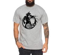 Son Dragon - T-Shirt pour Homme Son Ruffy Luffy Naruto Saitama One Dragon Master Goku Ball Vegeta Turtle Roshi Piece Golds DB, Farbe2:Gris Chiné, Größe2:Large