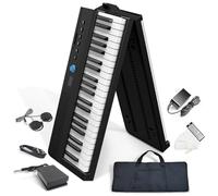 【Son Pro】Longeye Piano Numériqu Pliable 88 Touches Clavier Électrique Pliable Semi-Lesté Compact et Portable pour Débutants,Sac de Transport, Pupitre, Pédale de Sustain, Noir(FOLD PRO2+)