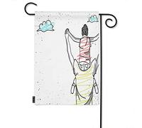 Son Ride On Father Back Welcome Garden Flag, Happy Fathers Day Love Play Cloud Best Dad Ever Farmhouse Garden Flags 12x18 Inch Yard Flag Banner Porch Flags for Patio Lawn Villa Park Outdoor