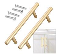 Sonakia 2x Poignées en Alliage D'aluminium, Poignée De Porte De Placard Dorée/noire, Poignée De Armoire Moderne, Poignées De Meuble T-barre Pour Tiroirs Commodes Cuisines,gold-500mm/19.7in