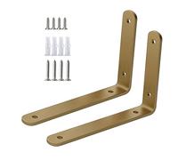 Sonakia Equerre pour Etagere Mural, Support D'étagère Robuste, Support D'étagère Flottant en Forme De L Noir/Or, 15x10cm/6 * 4in, Equerres À Angle Droit avec Vis, -2 Pièces,Gold-25x15cm/9.8 * 5.9in