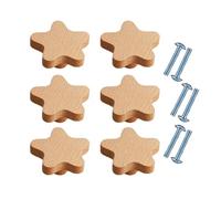 Sonakia Poignée De Tiroir Naturelle, Poignées en Bois Pour Placards, Boutons Et Poignées De Meubles Fantaisie, Poignée Pour Portes D'armoires Enfants, 6 Pièces,stars