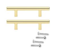 Sonakia Poignées D'armoire Dorées, Poignée De Tiroir T-barre, Poignée De Porte en Alliage D'aluminium, Boutons Poignées Pour Placards De Maison/cuisine, 2x Poignées De Meuble + Vis,gold-500mm/19.7in