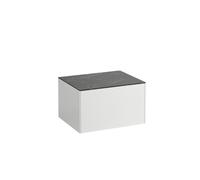 Sonar meuble sans déc 575 avec un tiroir blc mat plan noir marquina 575x455x340 - LAUFEN H4054000341431