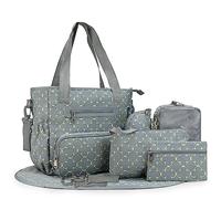 SONARIN 7pcs Sac à Langer Multifonction de Maternité avec Bandoulière, Matelas à Langer & Crochets de Poussette - Fourre-tout de Voyage pour Bébé (Bleu Clair)