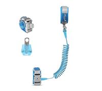 SONARIN Anti Perdu Poignet Ceinture pour Enfant,360° Rotation Bébé Harnais de Sécurité Rênes de Sécurité Laisse Bracelet Poignet Lien Enfant avec Corde Élastique & Verrouillage 1.5M(Bleu)