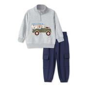 SONARIN Automne Ensemble Garçons,2 Pièces Enfants Sweat-Shirt à Manches Longues & Pantalons Set,Mignon Ensemble de Vêtements pour Petit Garçon 5 Ans,Gris+Bleu