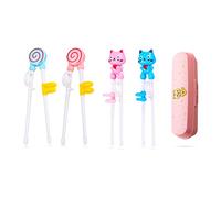 SONARIN Baguettes de Formation, 4 Paires Baguettes D'entraînement Baguettes d'apprentissage pour Débutants Enfants, Aide à Baguettes pour Enfants,Outil Auxiliaire de Baguettes(Rose)