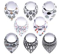 SONARIN Bavoirs Bébé Lot de 8 pcs Bandana Drool Bavoirs,doux et absorbants,avec Boucle Réglable,bavoirs bandana en coton bio super absorbant,pour garçons,fille