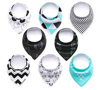 SONARIN Bavoirs Bébé Lot de 8 pcs Bandana Drool Bavoirs,doux et absorbants,avec Boucle Réglable,bavoirs bandana en coton bio super absorbant,pour garçons,fille