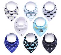 SONARIN Bavoirs Bébé Lot de 8 pcs Bandana Drool Bavoirs,doux et absorbants,avec Boucle Réglable,bavoirs bandana en coton bio super absorbant,pour garçons,fille