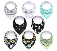 SONARIN Bavoirs Bébé Lot de 8 pcs Bandana Drool Bavoirs,doux et absorbants,avec Boucle Réglable,bavoirs bandana en coton bio super absorbant,pour garçons,fille