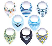 SONARIN Bavoirs Bébé Lot de 8 pcs Bandana Drool Bavoirs,doux et absorbants,avec Boucle Réglable,bavoirs bandana en coton bio super absorbant,pour garçons,fille