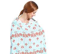 SONARIN Couvertures d'allaitement de Qualité Supérieure,motif fleur,avec Sac de Rangement,écharpe d'allaitement,4 en 1 multifonction,Respirant et Léger(Bleu)