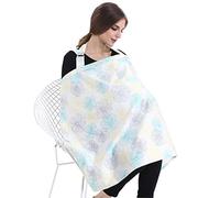 SONARIN Couvertures d'allaitement de Qualité Supérieure,motif fleur,avec Sac de Rangement,écharpe d'allaitement,4 en 1 multifonction,Respirant et Léger(Blanc)