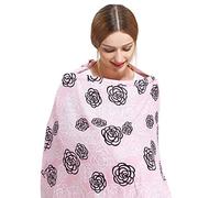 SONARIN Couvertures d'allaitement de Qualité Supérieure,motif fleur,avec Sac de Rangement,écharpe d'allaitement,4 en 1 multifonction,Respirant et Léger(Rose)