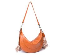 SONARIN Demi-Lune Sac Bandoulière Femme,Imperméable PU Sac à Croissant Sac à Bandoulière Mode Sac a Main Femme avec 2 Sangles Détachables pour Voyage Travail École(Marron)