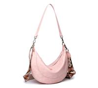 SONARIN Demi-Lune Sac Bandoulière Femme,Imperméable PU Sac à Croissant Sac à Bandoulière Mode Sac a Main Femme avec 2 Sangles Détachables pour Voyage Travail École(Rose)