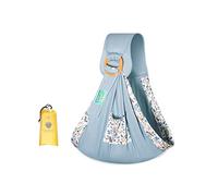 SONARIN Echarpe de Portage,Coton Doux Porte-bébé Bébé Sling Écharpe Porte Bébé Couverture d'Allaitement avec Anneaux Réglables pour Nouveau-né Bébé Tout-petit jusqu'à 15 kg(Cerf Bleu)